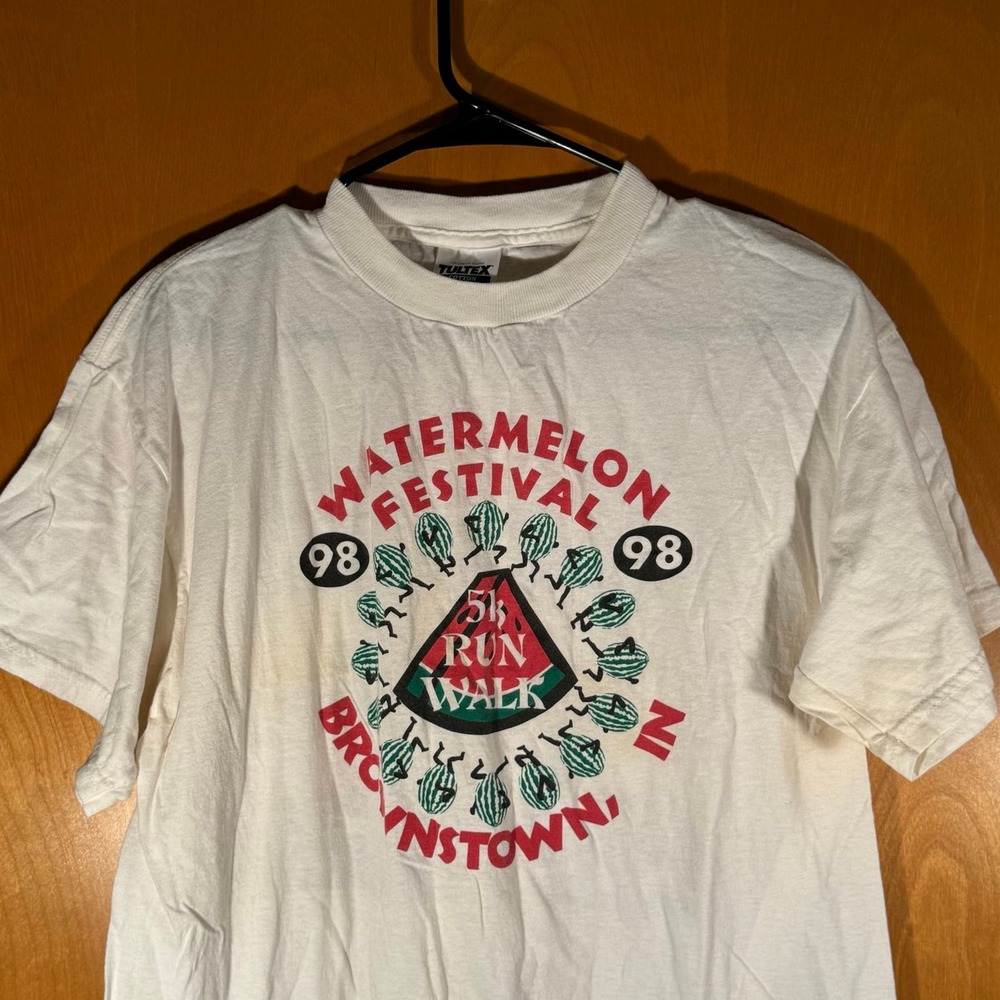 Vintage 1998 Brownstown Indiana IN Watermelon Festival 5K Run Walk Shirt Large L - Picture 2 of 8